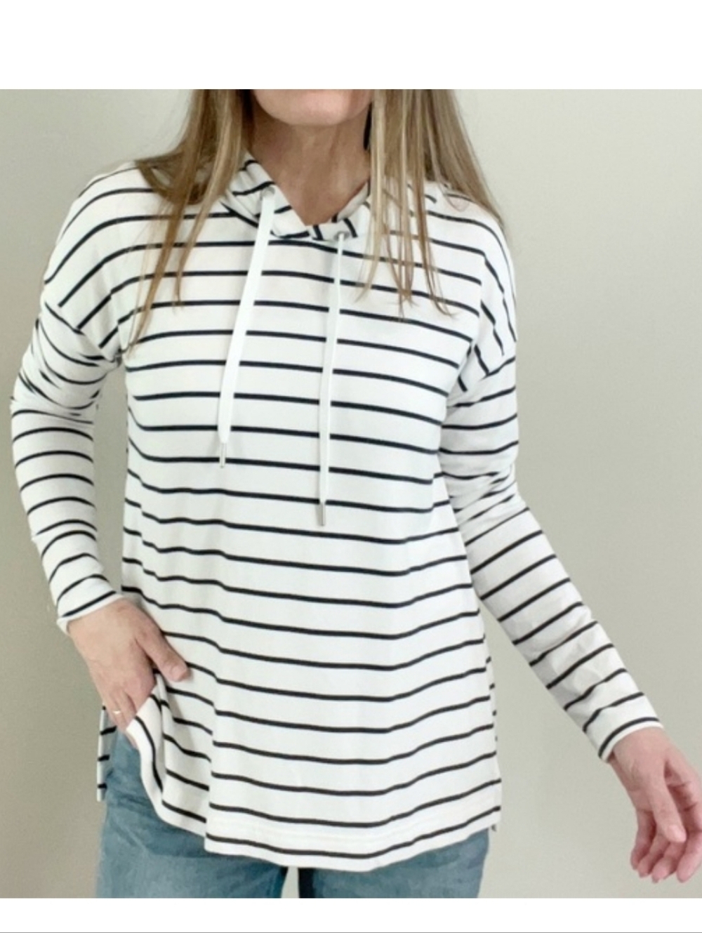 BANANA REPUBLIC BABY TERRY BLUE & WHITE STRIPED HOODIE SOFT SWEATSHIRT S